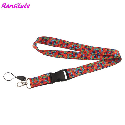Ransitute R1992 Autism Awareness Jigsaw Nyakpánt Zsinór kulcsokhoz Személyi igazolvány Tornaterem telefonszíjak USB jelvénytartó Barkács akasztókötél