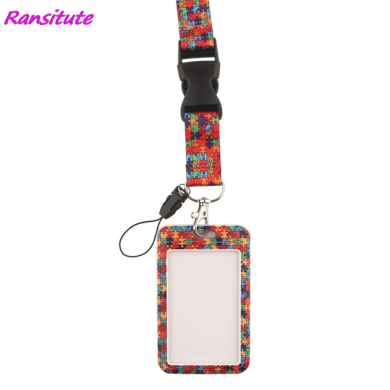 Ransitute R1992 Осведоменост за аутизма Jigsaw Каишка за врат Връзка за ключове Лична карта Фитнес зала Каишки за телефон USB държач за значка Направи си сам Въже за окачване