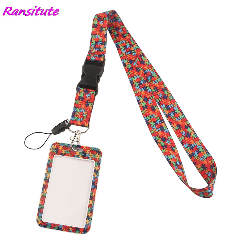 Ransitute R1992 Осведоменост за аутизма Jigsaw Каишка за врат Връзка за ключове Лична карта Фитнес зала Каишки за телефон USB държач за значка Направи си сам Въже за окачване
