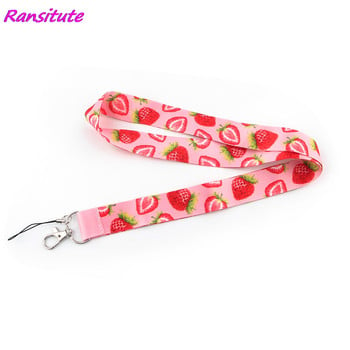 Ransitute R1756 Sweet Strawberry ροζ λουράκι λαιμού Κορδόνι για κλειδιά Κάρτα ταυτότητας γυμναστηρίου Ιμάντες κινητού τηλεφώνου Θήκη σήματος USB Σχοινάκι DIY