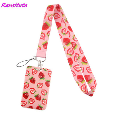 Ransitute R1756 Sweet Strawberry ροζ λουράκι λαιμού Κορδόνι για κλειδιά Κάρτα ταυτότητας γυμναστηρίου Ιμάντες κινητού τηλεφώνου Θήκη σήματος USB Σχοινάκι DIY