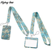 Flyingbee X1989 Van Gogh mandulavirág divatkártya-tartó személyi igazolványtartó buszkártya-tartó személyzeti kártyatartó zsinór a telefon kulcsához akasztható kötél