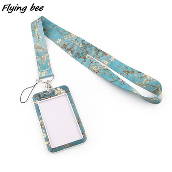 Flyingbee X1989 Van Gogh Almond Blossom Fashion Card Holder ID Holder Bus Card Holder Staff Card Lanyard For Key Phone Hang Rope