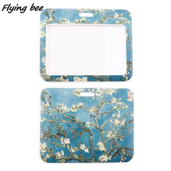 Flyingbee X1989 Van Gogh Almond Blossom Fashion Card Holder ID Holder Bus Card Holder Staff Card Lanyard For Key Phone Hang Rope