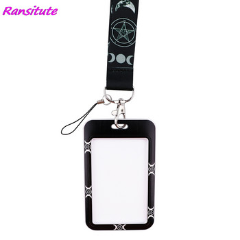 Ransitute R1811 Moon Symbol Модни ремъци ID Badge Holder Bus Pass Case Cover Slip Bank Credit Card Holder Lant Cardholder