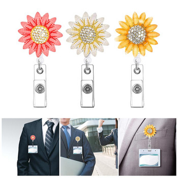 1 τεμάχιο Rhinestone Retractable ID Badge Holder ID Badge Roels with Clip for Office Worker Doctor