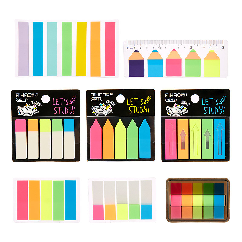 Kūrybiniai skaidrūs fluorescenciniai rodyklės planavimo lipdukai Klasifikacijos rodyklės lipdukai Bookmarker atmintinės