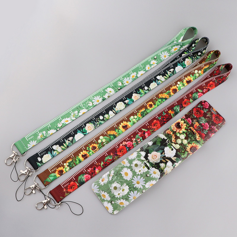 Ransitute R2898 Flower Series Matuojamas dirželis ID kortelės laikiklis Automobilio raktų pakabukas ID kortelės leidimas Sporto salės telefono ženklelis Vaikų raktų pakabuko laikiklis