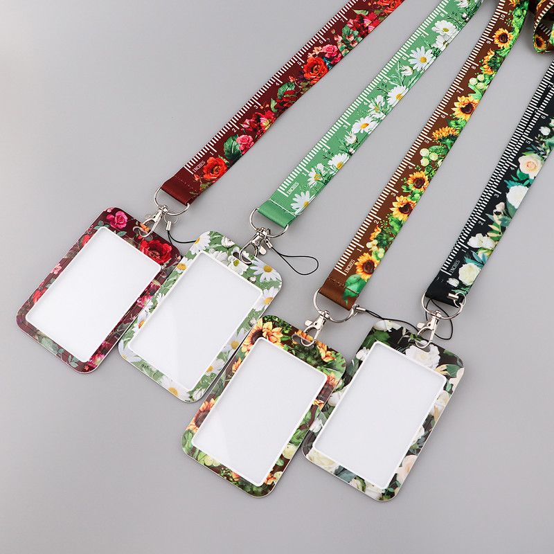 Ransitute R2898 Flower Series Matuojamas dirželis ID kortelės laikiklis Automobilio raktų pakabukas ID kortelės leidimas Sporto salės telefono ženklelis Vaikų raktų pakabuko laikiklis