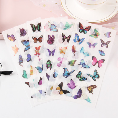 6 lap/csomag Kawaii Flying Butterflies Washi matrica Számítógép Dekor Iskolai Diákírószerek