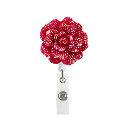 Rose Flower Diamond Roel για γυναίκες Κορίτσια ID Όνομα Σήμα Κάρτα κάρτας εργασίας αναδιπλούμενος κορδόνι καρούλι με ετικέτα στο στήθος