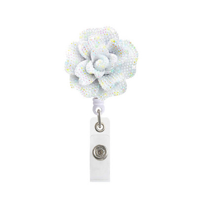 Rose Flower Diamond Roel για γυναίκες Κορίτσια ID Όνομα Σήμα Κάρτα κάρτας εργασίας αναδιπλούμενος κορδόνι καρούλι με ετικέτα στο στήθος