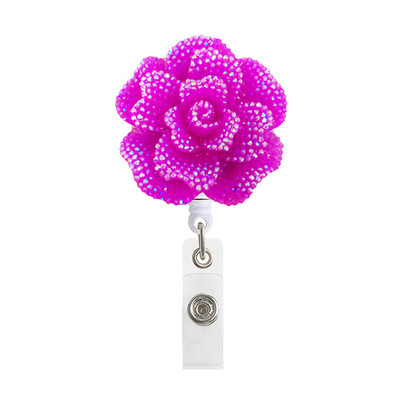 Rose Flower Diamond Roel για γυναίκες Κορίτσια ID Όνομα Σήμα Κάρτα κάρτας εργασίας αναδιπλούμενος κορδόνι καρούλι με ετικέτα στο στήθος