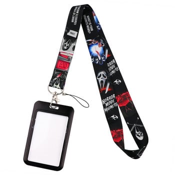 PC3446 Филм Убийство Ghost Модни въжета ID Badge Holder Bus Pass Case Cover Slip Bank Credit Card Holder Lant Cardholder