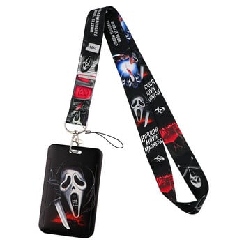 PC3446 Филм Убийство Ghost Модни въжета ID Badge Holder Bus Pass Case Cover Slip Bank Credit Card Holder Lant Cardholder