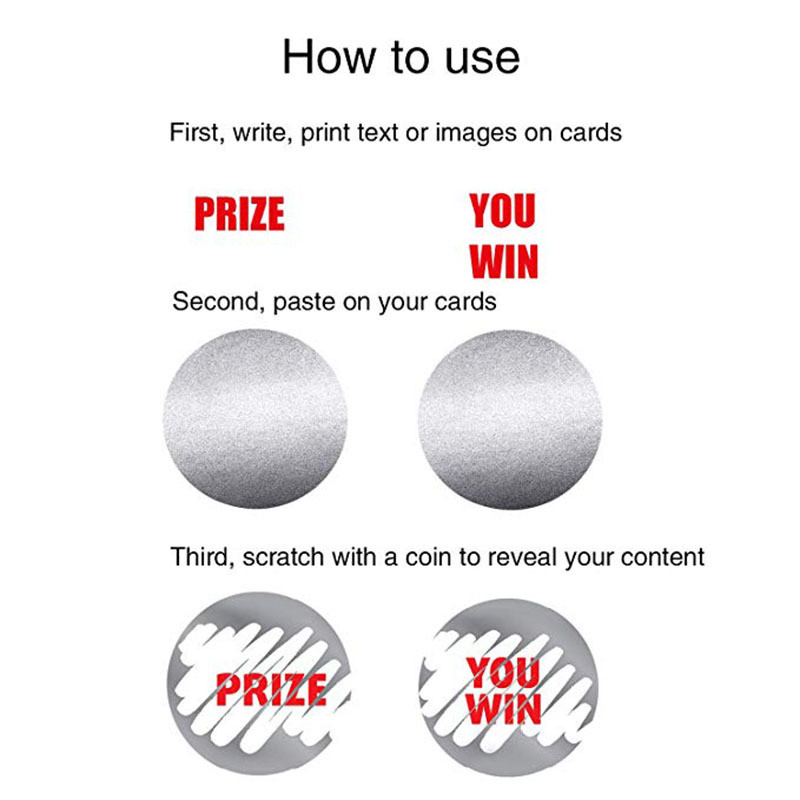 50 бр. на пачка Сребърни стикери за издраскване Етикети с кръгла форма стикер Направи си сам ръчно изработени за игра Стикери за издраскване Етикети канцеларски материали