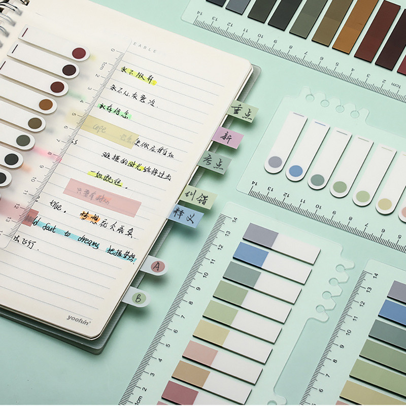 Ретро Morandi Маркери Хартиен индекс Notepad Стикери за отметки Memo Pad Лепящи бележки Хартиени ученически пособия Kawaii Канцеларски материали