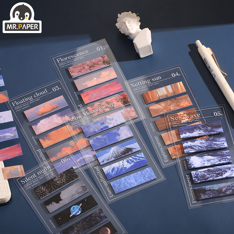 „Mr Popierius“ 100 vnt./vnt. Mieli stacionarūs užrašų bloknotai Stilius Gėlės Sniego Kalnai Debesys Saulėlydžio bangos Biuro reikmenys Kanceliarinės prekės