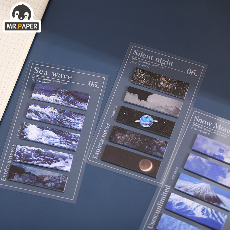 „Mr Popierius“ 100 vnt./vnt. Mieli stacionarūs užrašų bloknotai Stilius Gėlės Sniego Kalnai Debesys Saulėlydžio bangos Biuro reikmenys Kanceliarinės prekės