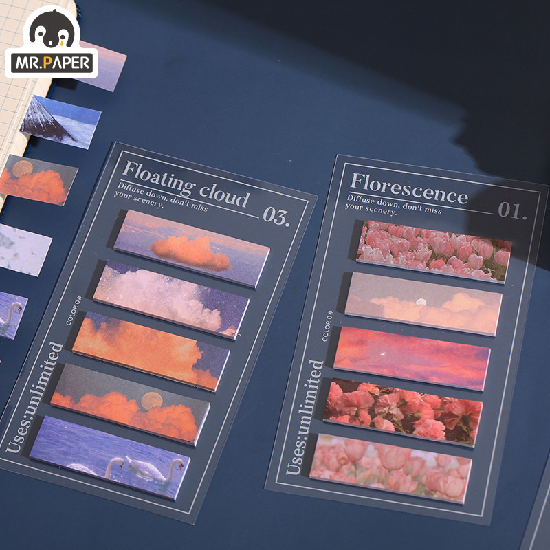 „Mr Popierius“ 100 vnt./vnt. Mieli stacionarūs užrašų bloknotai Stilius Gėlės Sniego Kalnai Debesys Saulėlydžio bangos Biuro reikmenys Kanceliarinės prekės