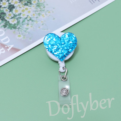 Αναδιπλούμενη Glitter Heart Pull Badge Roel ID Κορδόνι Όνομα ετικέτας κάρτας Κάτοχος σήματος αλιγάτορας Νοσοκόμα φοιτητής Χριστουγεννιάτικο δώρο