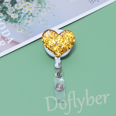 Αναδιπλούμενη Glitter Heart Pull Badge Roel ID Κορδόνι Όνομα ετικέτας κάρτας Κάτοχος σήματος αλιγάτορας Νοσοκόμα φοιτητής Χριστουγεννιάτικο δώρο