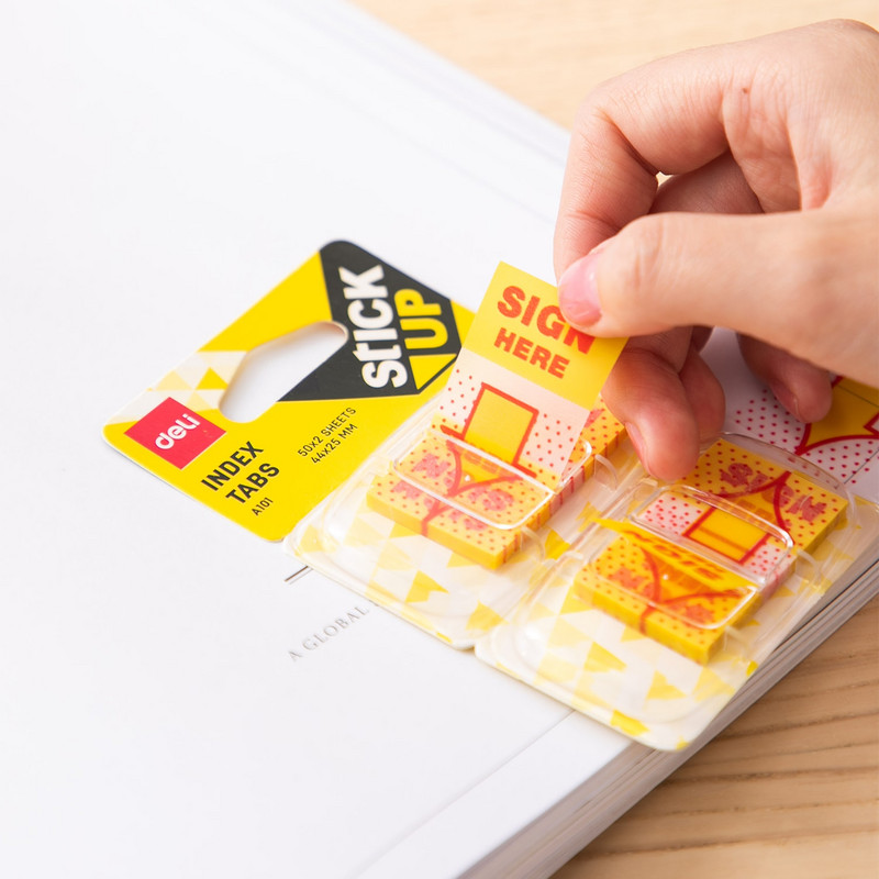 DELI Пластмасови раздели за указатели 100 стикера/карта Стикер за канцеларски материали Знак тук Стикери за планиране Бележници Офис Училищни пособия