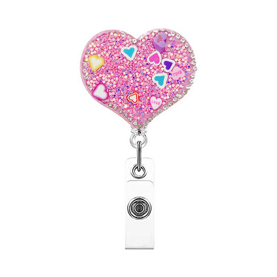 Rhinestone Butterfly Πτυσσόμενο κλιπ σήματος Αξεσουάρ νοσοκόμας Θήκη κάρτας ταυτότητας γιατρού Περιστρεφόμενη διακοσμητική θήκη για κλιπ καρούλι σήματος