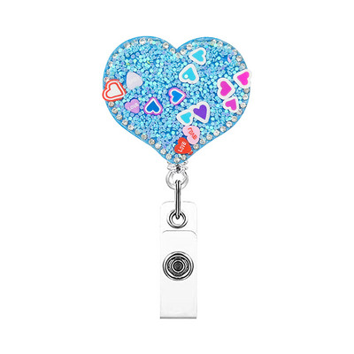 Rhinestone Butterfly Πτυσσόμενο κλιπ σήματος Αξεσουάρ νοσοκόμας Θήκη κάρτας ταυτότητας γιατρού Περιστρεφόμενη διακοσμητική θήκη για κλιπ καρούλι σήματος