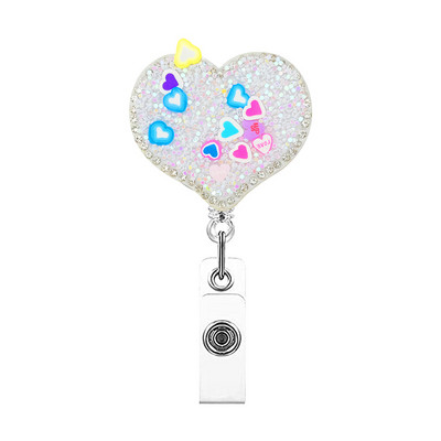 Rhinestone Butterfly Πτυσσόμενο κλιπ σήματος Αξεσουάρ νοσοκόμας Θήκη κάρτας ταυτότητας γιατρού Περιστρεφόμενη διακοσμητική θήκη για κλιπ καρούλι σήματος