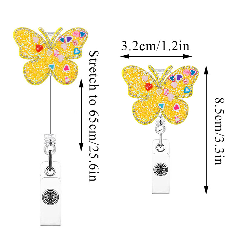 Rhinestone leptir uvlačiva stezaljka za značku Pribor za medicinsku sestru Držač iskaznice liječnika Rotirajući ukrasni držač za kolut za značku