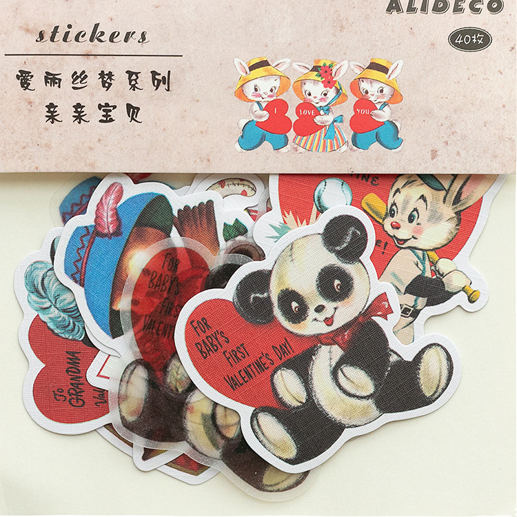 40 бр./1 лот Кавайни стикери за канцеларски материали Прекрасни животни Дневник Планер за боклуци Декоративен скрапбукинг Стикери за занаяти Направи си сам