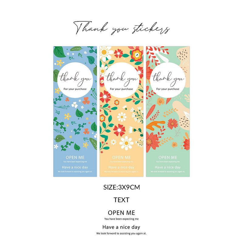 30-60 бр. 3*9 см цветен модел Благодарим ви за покупката Стикер Малък магазин Подаръчен пакет Декор Запечатване Персонализирани етикети
