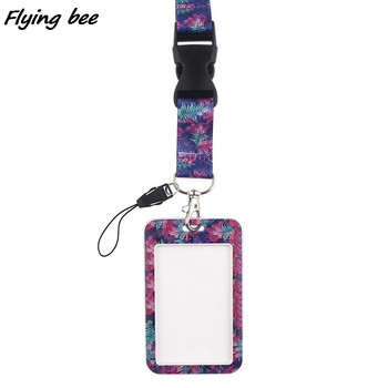 Flyingbee X1691 Leaves Painting Art Модни въжета ID Badge Holder Bus Pass Case Cover Slip Bank Credit Card Holder Lant