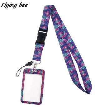 Flyingbee X1691 Leaves Painting Art Модни въжета ID Badge Holder Bus Pass Case Cover Slip Bank Credit Card Holder Lant
