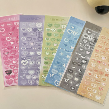 1Pc Ins Cute Retro Love Gradient Diy Laser Αυτοκόλλητα Χαρτικά DIY άλμπουμ ημερολογίου Διακοσμητικό αυτοκόλλητο Κορεατικά χαρτικά
