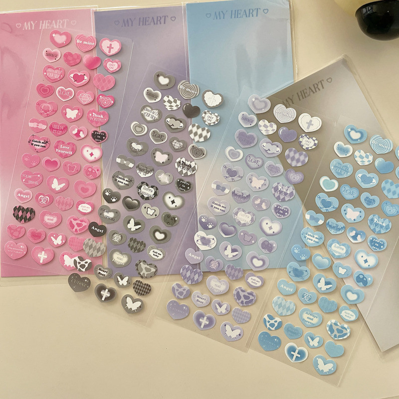 1 бр. Ins Сладък ретро любовен градиент Направи си сам лазерни стикери Канцеларски материали Направи си сам дневник Албум Декоративен стикер Корейски канцеларски материали