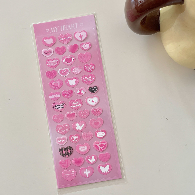 1 бр. Ins Сладък ретро любовен градиент Направи си сам лазерни стикери Канцеларски материали Направи си сам дневник Албум Декоративен стикер Корейски канцеларски материали