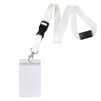 1 τμχ Διαφανής θήκη ταυτότητας PVC Φοιτητική κάρτα Θήκη κάρτας εργασίας τραπεζικής κάρτας με μονόχρωμο πολυεστέρα 2cm Κορδόνι πόρπης ασφαλείας