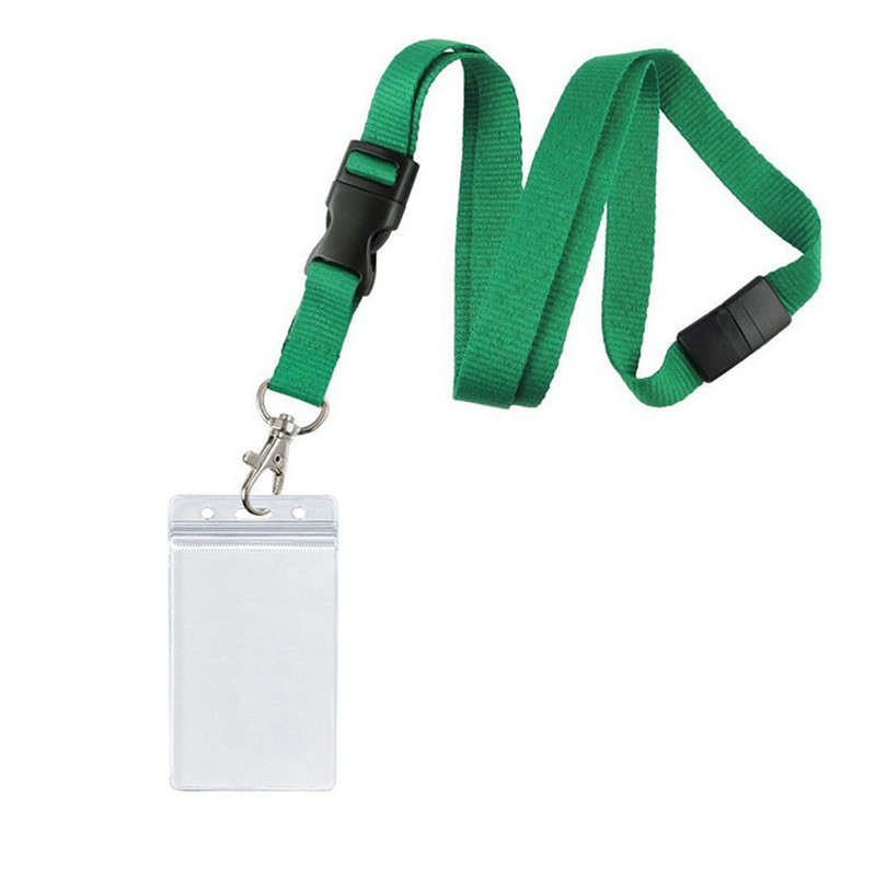 1 бр. Прозрачен PVC държач за лична карта Студентска карта Банкова карта Поставка за работна карта с едноцветен полиестер 2 см катарама за безопасност