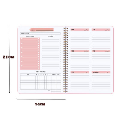 HCKG 2023 A5 Agenda Planner Notebook Diary Weekly Planner Goal Habit Schedules Journal Notebooks For School Stationery Office