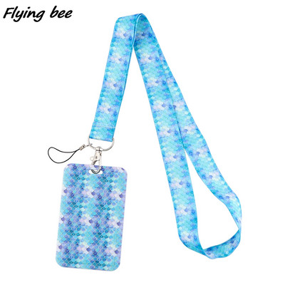 Flyingbee X1853 Έγχρωμη ζυγαριά γοργόνας Κάτοχος κάρτας με κορδόνι ταυτότητας αυτοκινήτου Κλειδί κάρτας ταυτότητας Κάρτα γυμναστικής Τηλέφωνο γυμναστικής Σήμα θήκης μπρελόκ Κοσμήματα