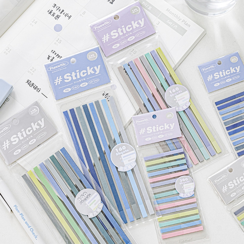 1 бр. Комплект тънки индексни стикери 300/160 листа PET Цветни бележки Лепящи бележки Етикет Книга Точков маркер Офис Училище A7334