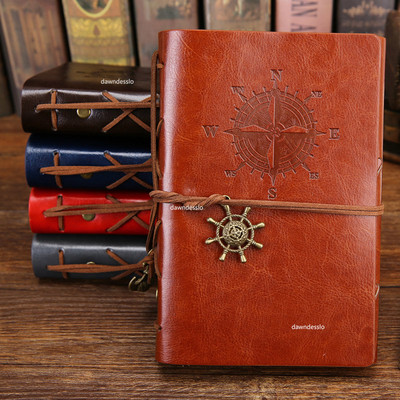 Ρετρό Σπιράλ Σημειωματάριο Σημειωματάριο Σημειωματάριο Vintage Pirate Anchors PU Δερμάτινο Βιβλίο Σημειώματος Αντικαταστάσιμο Γραφικό Δώρο Traveler Journal