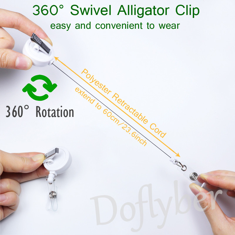 Държач за работна карта на персонала от PU кожа с прибираща се кристална значка, макара, щипка за алигатор, лекари, медицински сестри, идентификационен етикет с име, капак на картата