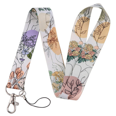 ER1902 Μινιμαλιστικό Flower Art Fashion Lanyards ID Κάτοχος σήματος Κάλυμμα θήκης κάρτας λεωφορείου Slip Bank Κάτοχος πιστωτικής κάρτας Κάτοχος κάρτας