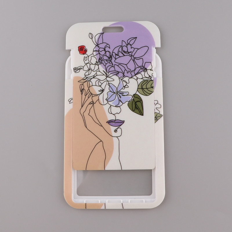 ER1902 Минималистично изкуство на цветя, модни ремъци, притежател на значка за идентификация, калъф за пропуск за автобус, капак, притежател на банкова кредитна карта, каишка, държач на карти