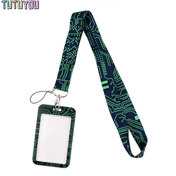 1 бр. PC2895 Зелена дънна платка Държач за ремъци за карти Ключодържател за кола ID Card Pass Gym Значка за мобилен телефон Ключодържател Бижута