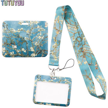 PC3153 Van Gogh Almond Blossom Fashion Card Holder ID Holder Bus Card Holder Staff Card Lanyard For Key Phone DIY Hang Rope