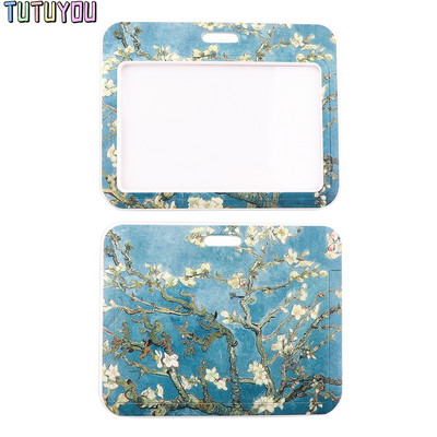 PC3153 Van Gogh Almond Blossom Fashion Card Holder Suport de identificare Suport card de autobuz Snur pentru card de personal pentru cheie telefon DIY frânghie